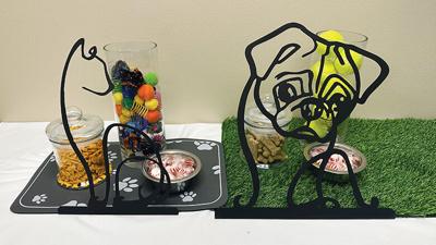 These cat and dog metal cutouts made by the Jefferson College welding students, as well as placemats, will be auctioned off exclusively for guests attending the May 4 event and quantities are limited.