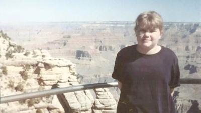Goldie at the Grand Canyon, before being excluded from the walking trail.