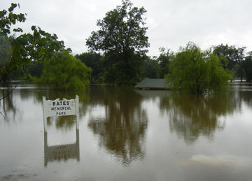 Bates Memorial Park, across from the Herculaneum Amvets Post 42, has flooded.