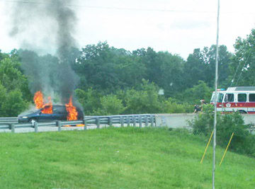 Van fire at Seckman and West Outer roads