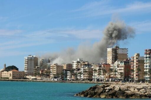Smoke rises from the site of an Israeli airstrike on the eastern outskirts of the Lebanese city of Tyre