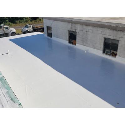 Application of silicone coating on a commercial roof.