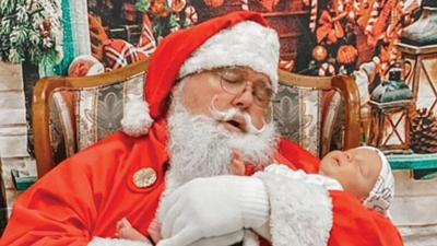 Kelsi Pousosa of Pevely sent in this 2021 photo of her then 1-month-old son, Joel, napping with Santa for last year’s contest.