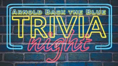 Arnold back the blue trivia night logo