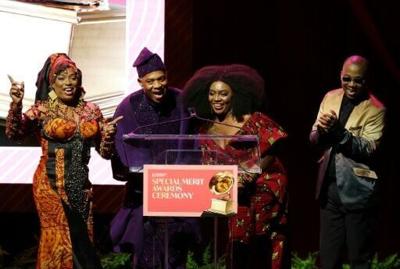 Members of Fela Kuti's family received the posthumous award at the Los Angeles ceremony