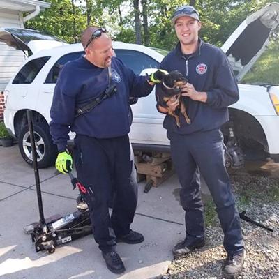 De Soto Rural firefighters rescue puppy.