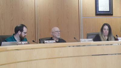 From left, Festus interim City Administrator Michael Christopher, Mayor Sam Richards and City Clerk Leah Smith at the June 8 meeting.