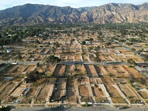 A large area of Altadena was levelled by the fires that swept throught the Los Angeles area in January 2025
