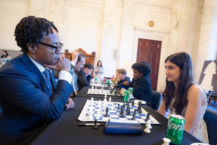 Rep. Wesley Bell, D-Mo., left, considers his next move