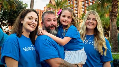 From left, Diana, Tony and Harper Shamus and Kaitlyn Grace in January attended the filming of an episode of “American Idol” at Disney-run Aulani resort in Hawaii.