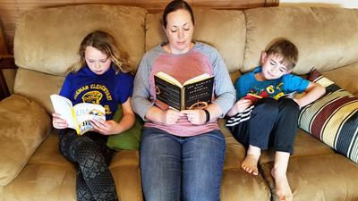 Adkins and kids read