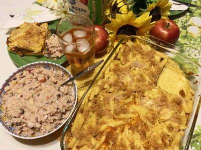 Apple Cinnamon Coleslaw, Greek Pasta Torte