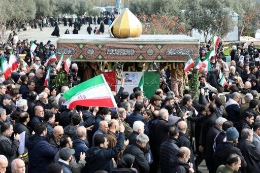 The funeral ceremony of Iran's Revolutionary Guards spokesperson Ali Mohammad Naini, who was killed in US-Israeli strikes, in Tehran
