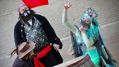 Podcast co-creators Mark Killmer and Carole Ann Miller dress as Blackbeard and a siren for the Legends & Lanterns festival in St. Charles.