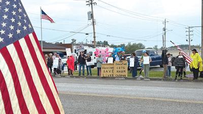 Approximately 500 people participated in a “No Kings” protest on Oct. 18 in Hillsboro.