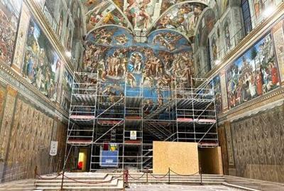 The restoration of the 16th century masterpiece in the Vatican is aimed at bringing back to light the vibrant colours of the work