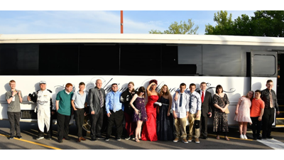 The Knot, a St. Louis transportation company, donated a limo bus for students who attended Fox High School’s Unity Ball on April 24 to ride in and take pictures with during the dance in the Arnold high school’s gym and commons area.