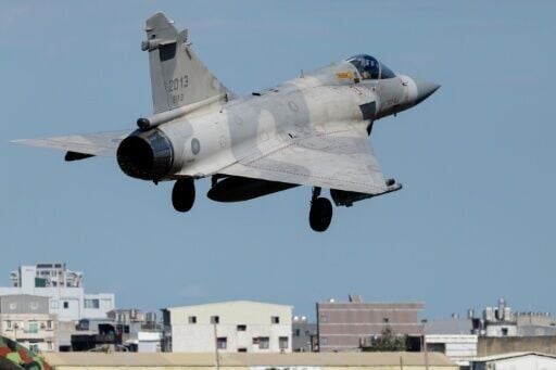 A Taiwanese air force Mirage 2000 fighter jet takes off from Hsinchu Air Base