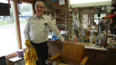 John Pashia at his barbershop in Pevely