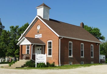The Sandy Baptist Church buiding that was completed in 1878