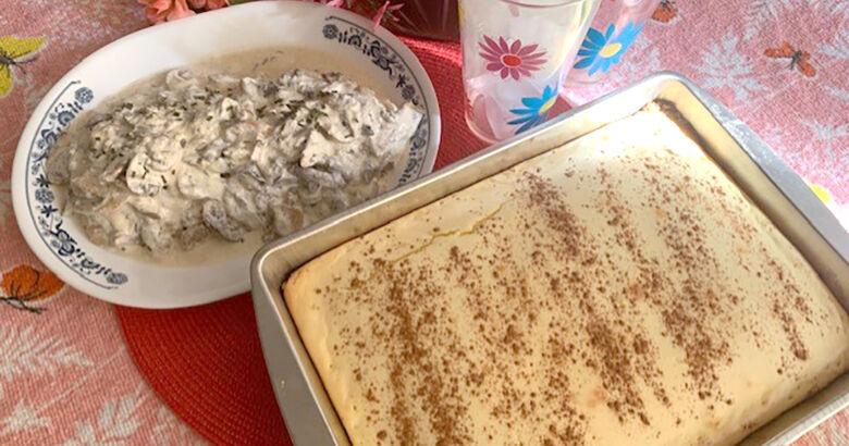 My Leader Yummy: Beef Cubed Steaks and Mushroom-Cream Sauce and Old-Fashioned Cheese Cake