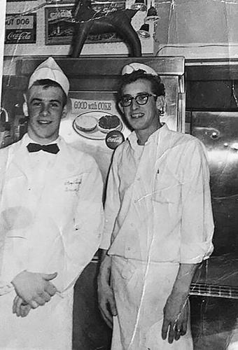 Mike Statler, left, and Jerry Trask during a shift in 1960.