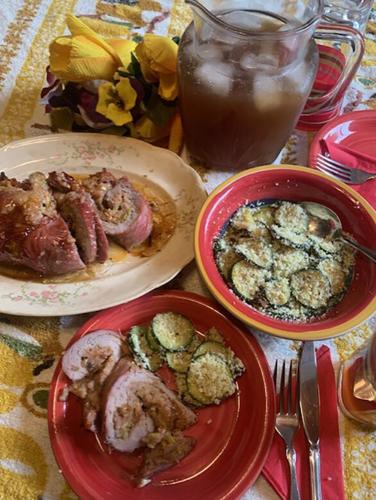 My Leader Yummy: Apple-Stuffed Pork Roast and Zucchini-Parmesan Toss