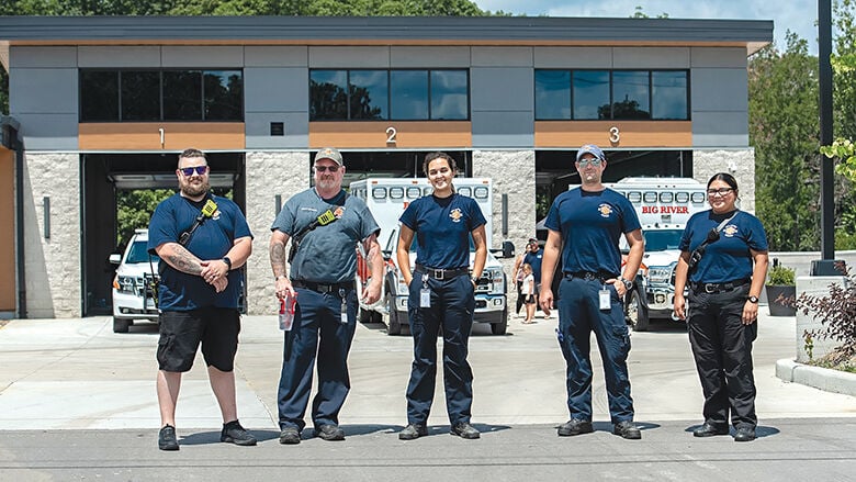 Big River Ambulance District paramedics Mike Reasoner, Craig Britton, Paige Simmons, Rob Brooks and Stephanie Valladares.