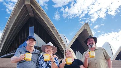 From left, Kevin and Maxine Nolan of Australia and Lori and Ron Loucks of Festus in front of the Sydney Opera House.