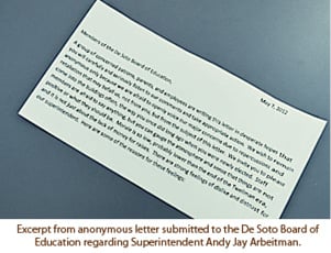 De Soto school board hires law firm to navigate Arbeitman suspension