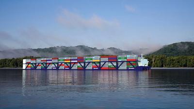 Portrayal of a container-on-vessel barge