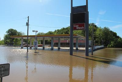 A gas station in the Springdale area was inundated during recent flooding