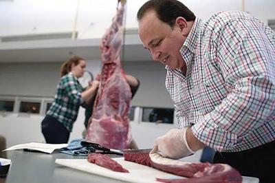 butchering deer meat