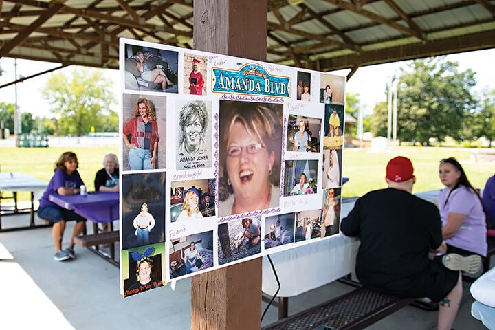 Pictures of Amanda Jones were posted under a pavilion at Larry G. Crites Memorial Park in Festus.