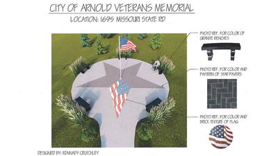 The proposed Arnold Veterans Memorial was designed by 21-year-old architecture student Kennady Crutchley.