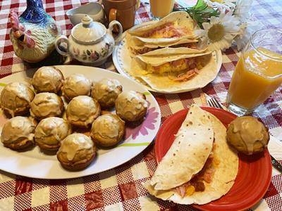 Breakfast Tacos, Maple Pecan Muffins