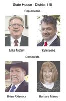 STATE HOUSE DIST. 118: Three Republicans seek to change party affiliation of district; Two newcomers seeking to keep open seat in Democratic hands
