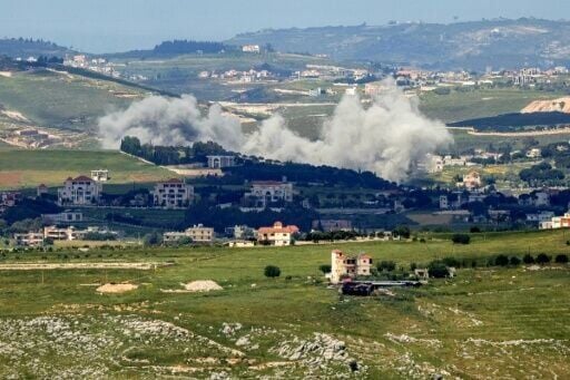Smoke rises from Israeli bombardment on the village of Mayfadoun in southern Lebanon