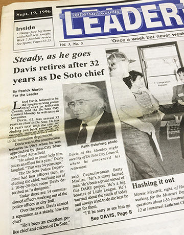 Twenty years ago this week - Davis retires after 32 years as De Soto chief