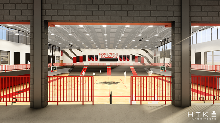 A rendering of what the inside of the new competition gym will look like after completion.