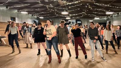 Stacey Schwartz holds weekly line dancing lessons at Brookdale Farms near Eureka.