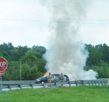Rock firefighters put out a fire that destroyed a minivan.