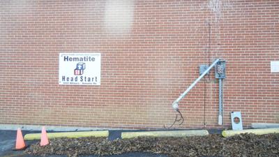 A truck struck this electrical box and line at the Hematite Head Start