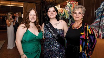 From left, Delaney Digman of Wildwood, Jenna Beasley of Eureka and Sheree Farrier, Beasley’s grandmother, of Labadie at the Leukemia and Lymphoma Society’s gala for St. Louis-area Visionaries of the Year candidates.