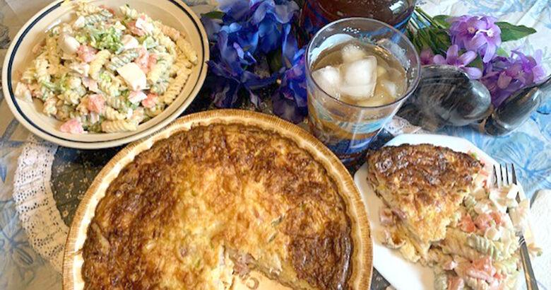 My Leader Yummy: Impossible Ham and Swiss Pie and Seafood Pasta Salad