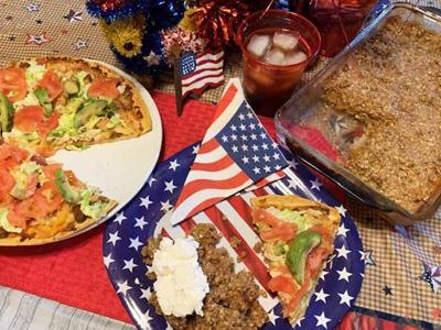 Grilled Chicken Club Pizza, Peach Crisp Cobbler