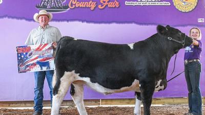 Paisley Epple, 13, of Hillsboro with her grand champion steer, which sold for $33,998.40.