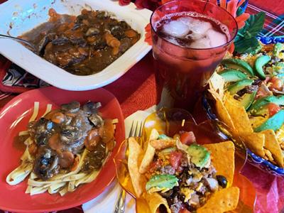 Black Bean Taco Salad, Cube Steaks in Horseradish-Mushroom Gravy