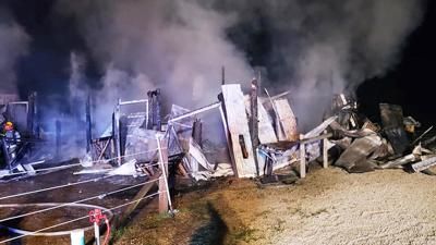 This barn in the Jefferson County portion of Pacific was destroyed by a fire.