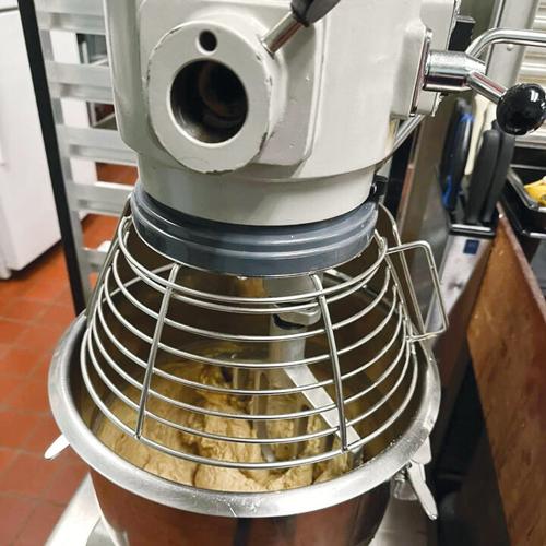 Carroll said she enjoyed using the hospital’s cafeteria appliances, like this industrial-sized mixer.